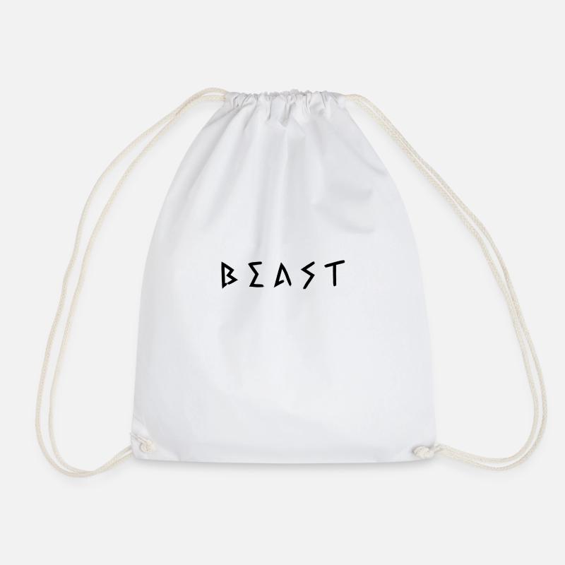Beast black - Drawstring Bag - white