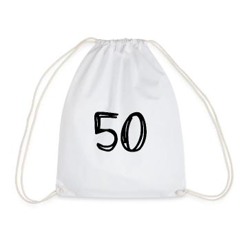 50. 50 JAHRE. 50-jähriges JUBILÄUM. GEBURTSTAG 50 JAHRE. - Turnbeutel - Weiß - Vorne