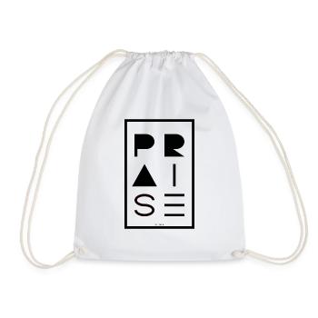 Praise BLACK - Drawstring Bag - white - Front