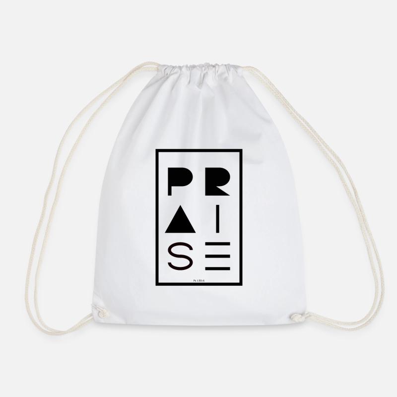 Praise BLACK - Drawstring Bag - white