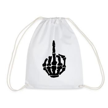 Middle finger skeleton - FUCK YOU - Drawstring Bag - white - Front