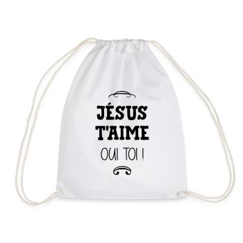 Jésus t'aime oui toi ! Religion Christ Dieu Humour - Sac de sport léger - blanc - Devant