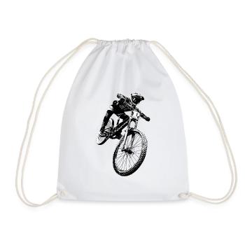 Downhiller downhill biking vintage - Drawstring Bag - white - Front