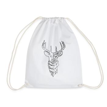 half geometric deer - Drawstring Bag - white - Front