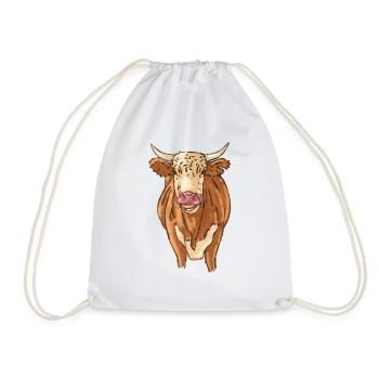 cow - Drawstring Bag - white - Front