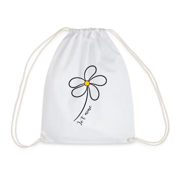 I LOVE YOU. I LOVE YOU. LOVE. LOVE. HEART. FLOWER - Drawstring Bag - white - Front