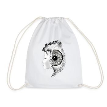 Big Eye Black, Eye, Vertical, Realistic - Drawstring Bag - white - Front