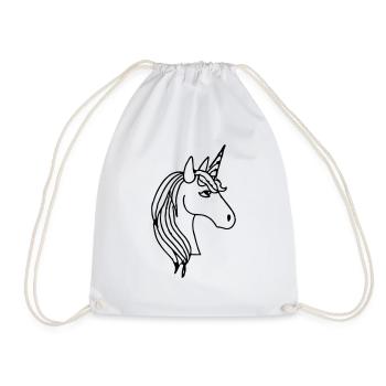 Unicorn Illustration Line Art Gift Idea - Drawstring Bag - white - Front