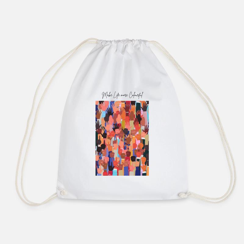 Make Life more Colorful - Drawstring Bag - white