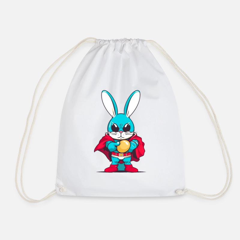 Easter Bunny super hero - Drawstring Bag - white