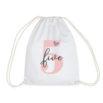 5th Birthday Five Five - Drawstring Bag - white - Front