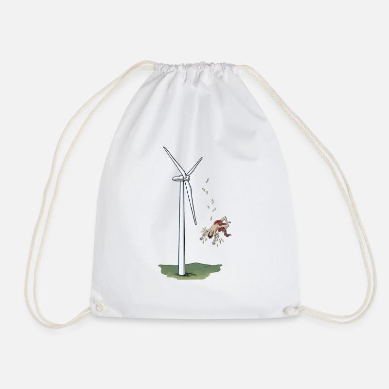Icarus - wind turbine - Drawstring Bag - white