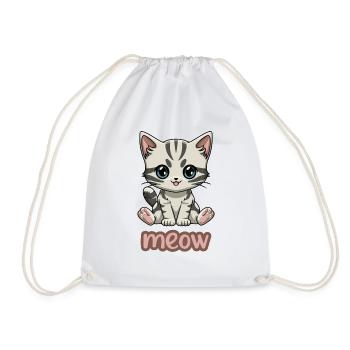 Sassy Kitten Meow - Adorable Feline Fun Tee - Drawstring Bag - white - Front