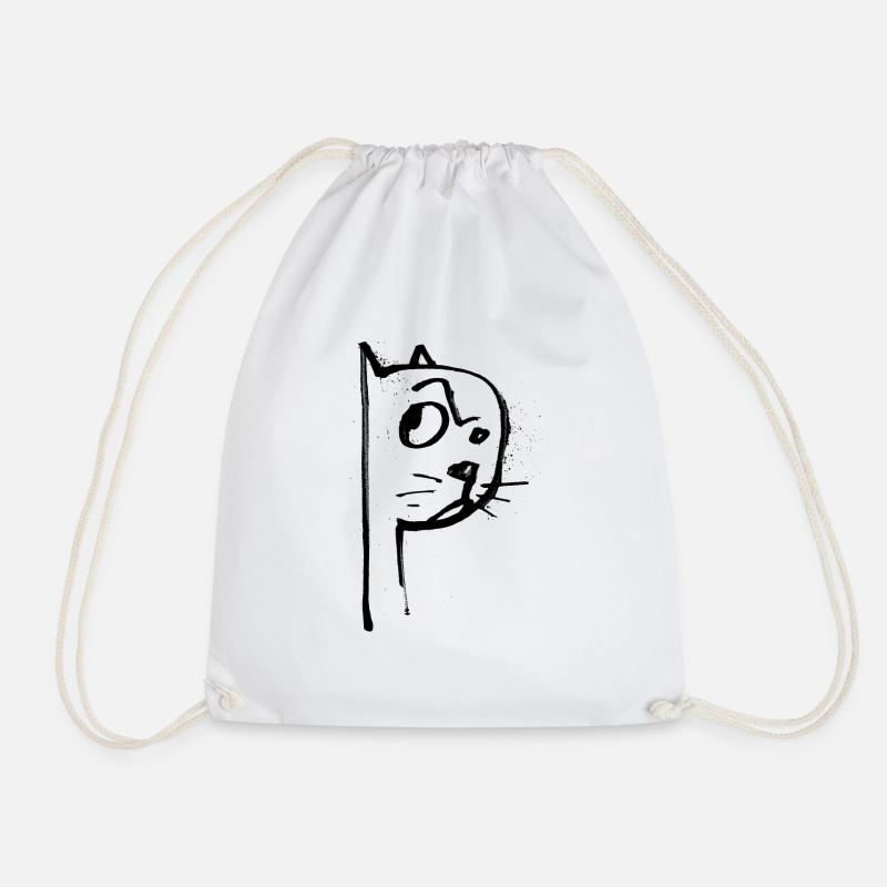 02 Black - Drawstring Bag - white