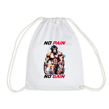 Bodybuilder / Sports / Fitness / Monkey / Muscles - Drawstring Bag - white - Front
