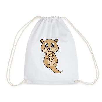 Mère et bébé loutre mignon - Sac de sport léger - blanc - Devant