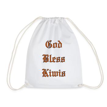 GodBlessKiwis - Drawstring Bag - white - Front
