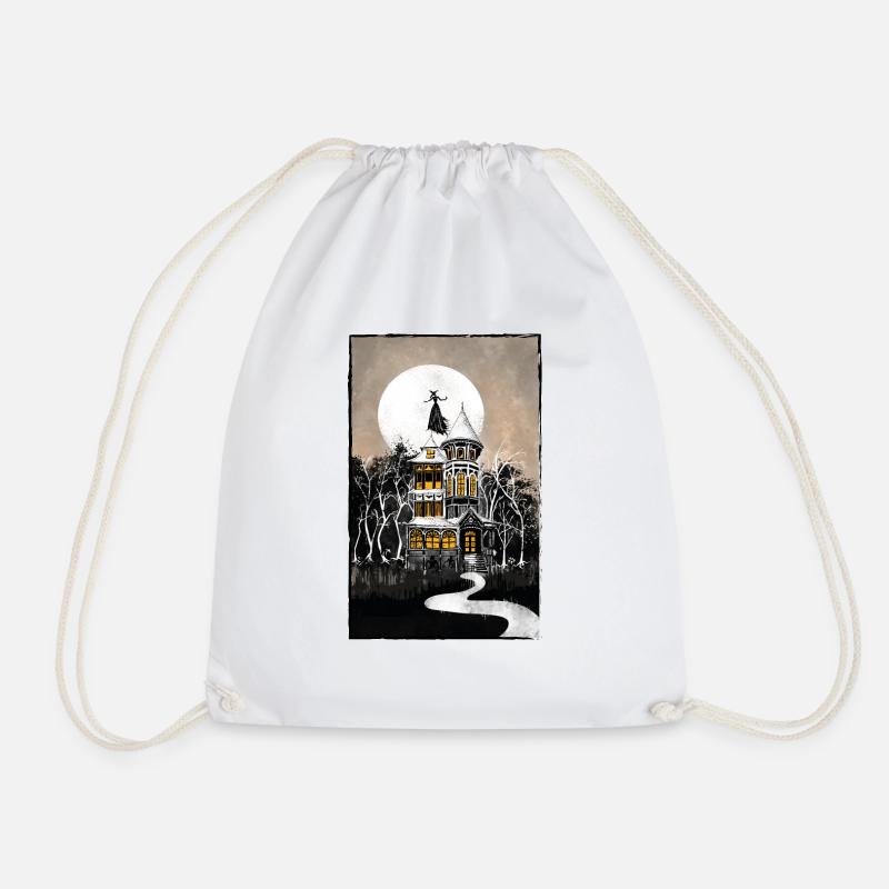 Halloween Haunted Mansion - Drawstring Bag - white
