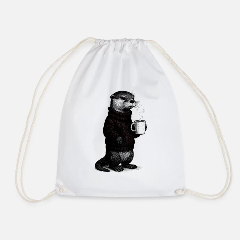 Kaffee Otter - Turnbeutel - Weiß
