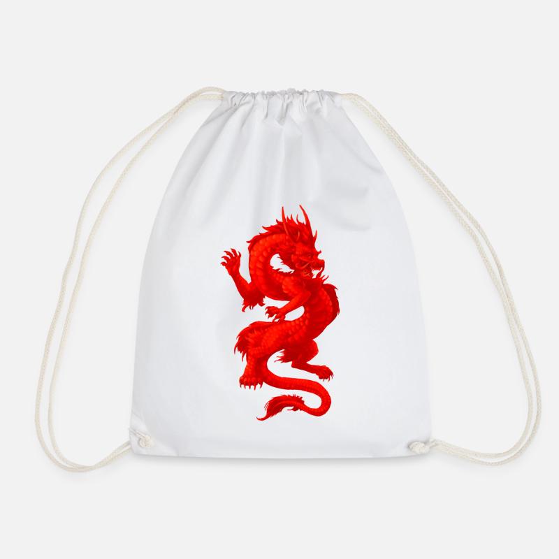 Glowing Dragon - Drawstring Bag - white