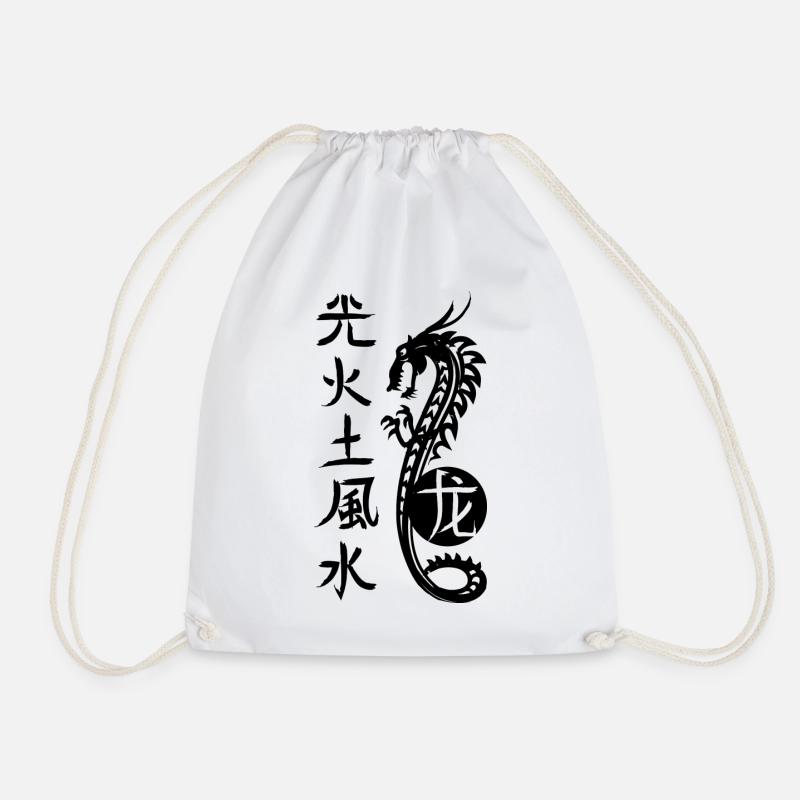 China, Glücksdrache - Turnbeutel - Weiß