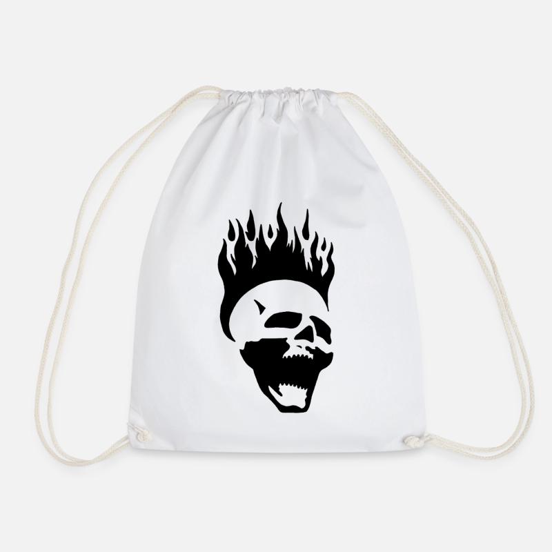 Flammender schreiender Schädel (schwarz) - Turnbeutel - Weiß