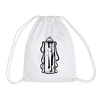 Comic Spray Can with Drops - Drawstring Bag - white - Front