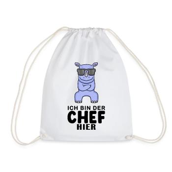 Chef Spruch mit Nashorn Motiv - Turnbeutel - Weiß - Vorne