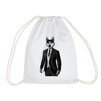 Husky avec costume Homme avec tête de chien - Huskyman - Sac de sport léger - blanc - Devant