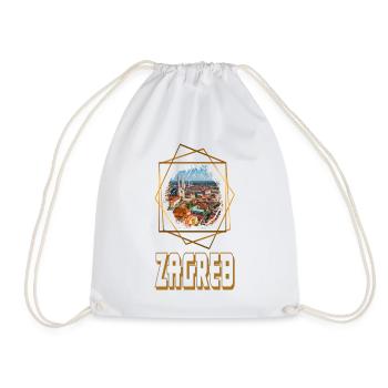Zagreb Croatia Skyline City Home Love Gold - Drawstring Bag - white - Front