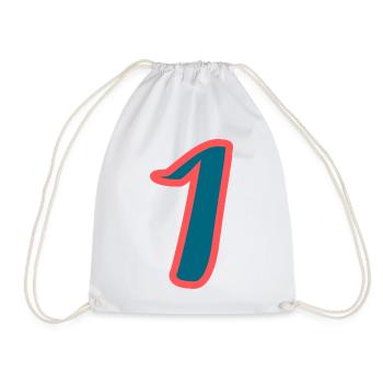 1. 1 year. 1st ANNIVERSARY. 1 YEAR ANNIVERSARY - Drawstring Bag - white - Front