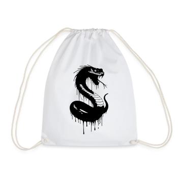 Black snake with dripping ink - Drawstring Bag - white - Front