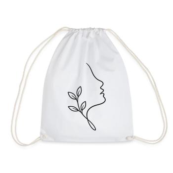 Line face with foliage - Drawstring Bag - white - Front