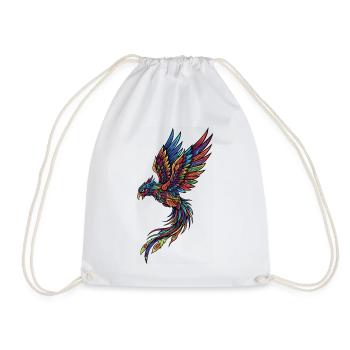 Neon Phoenix on Black - Drawstring Bag - white - Front