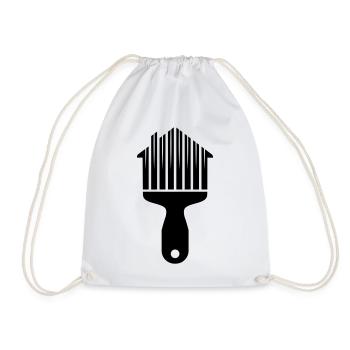 Painter House Brush Motif - Drawstring Bag - white - Front