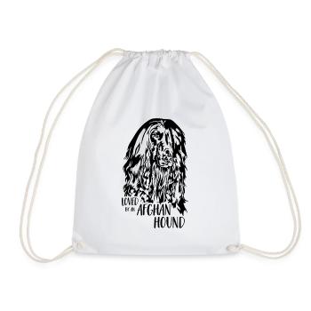 Afghane loved by an Afghan Hound Greyhound Wilsigns - Drawstring Bag - white - Front