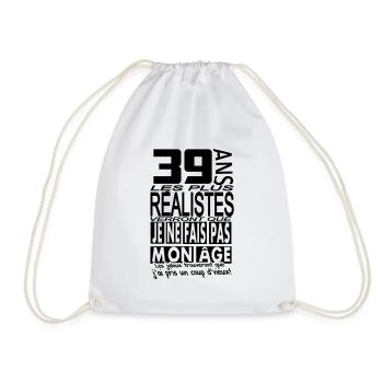 39 ans / anniversaire 39 ans / t-shirt 39 ans - Sac de sport léger - blanc - Devant