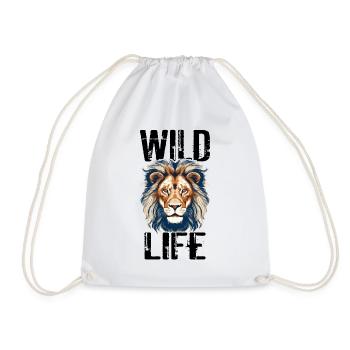 Lion Wild Life Lion Head Predator Colorful Art - Drawstring Bag - white - Front