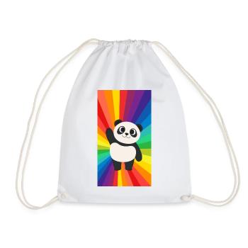 Cute panda on rainbow colors queer gift - Drawstring Bag - white - Front