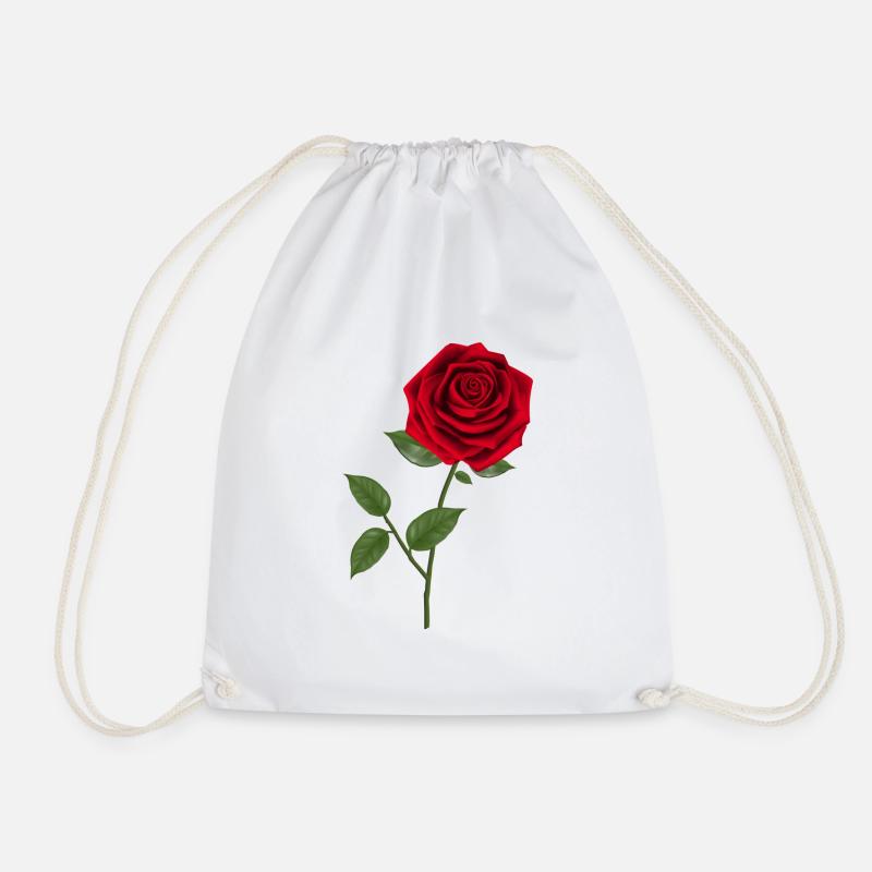 Rose Flower graphic - Drawstring Bag - white