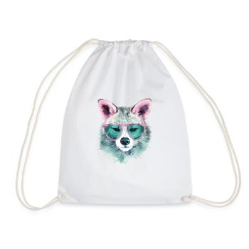 Raccoon with sunglasses - Drawstring Bag - white - Front