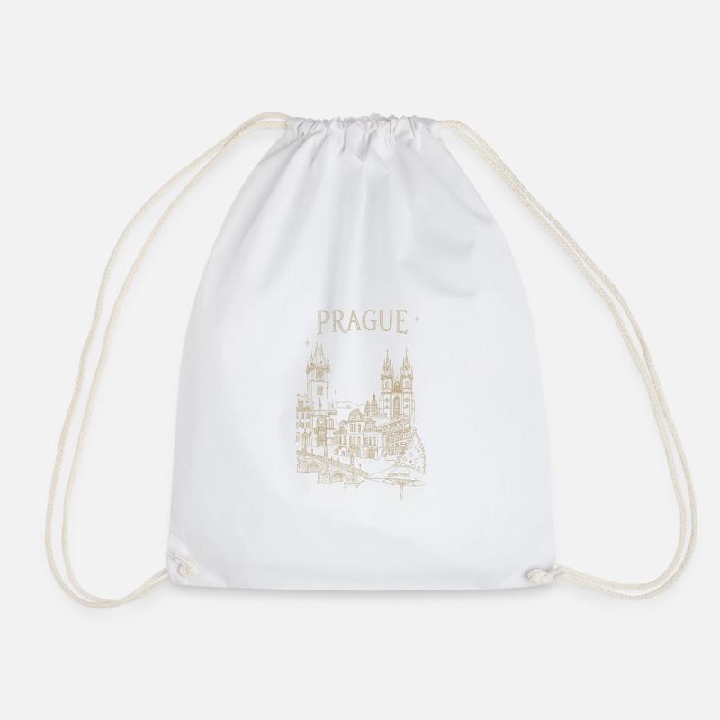 Stylized Prague - Drawstring Bag - white