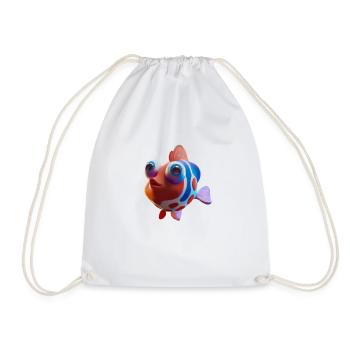 Poisson 3D mignon avec de grands yeux - Sac de sport léger - blanc - Devant