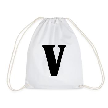 V - Drawstring Bag - white - Front