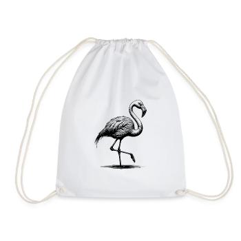 Handsome flamingo standing on one leg - Drawstring Bag - white - Front