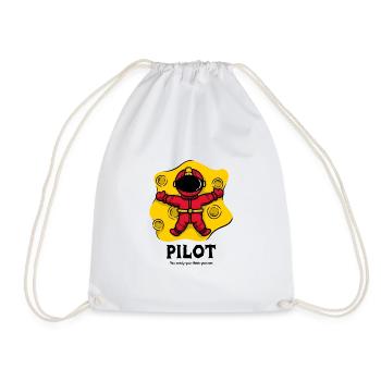 Pilot, Cartoon Spaceman - Turnbeutel - Weiß - Vorne
