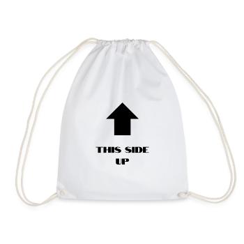 THIS SIDE UP Black - Drawstring Bag - white - Front