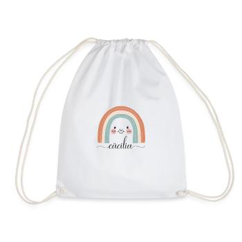 Cäcilia! Regenbogen Design, personalisierbar - Turnbeutel - Weiß - Vorne