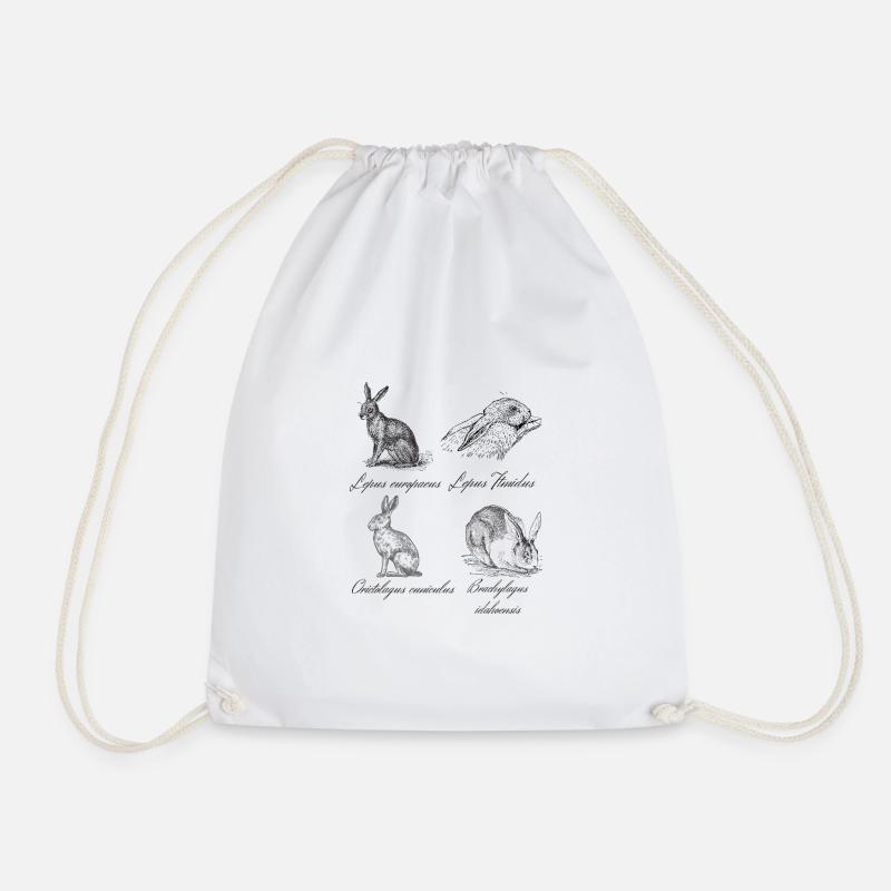 Vintage hare hare hare rabbit - Drawstring Bag - white