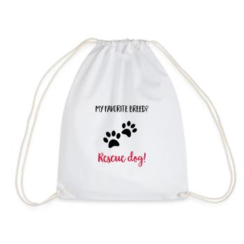rescuedog - Drawstring Bag - white - Front
